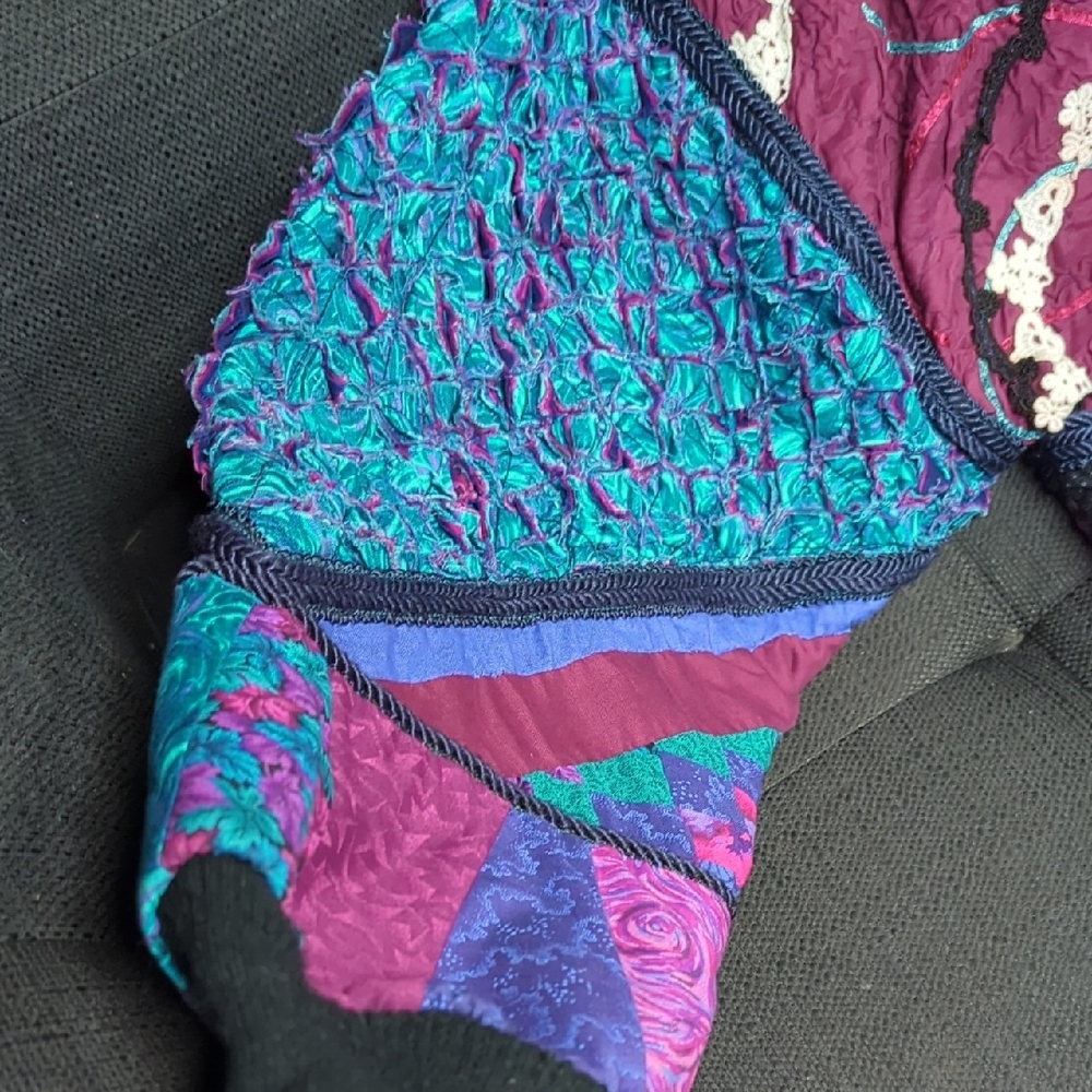 Vibrant Multicolor Women's Patchwork Jacket Vtg. - image 7